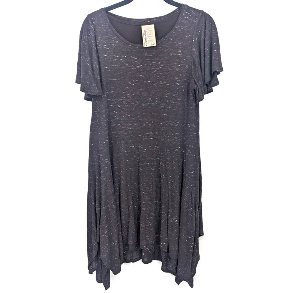 Dolan Dress Womens Petite Small Asymmetrical Hem Wool Blend Short Sleeve